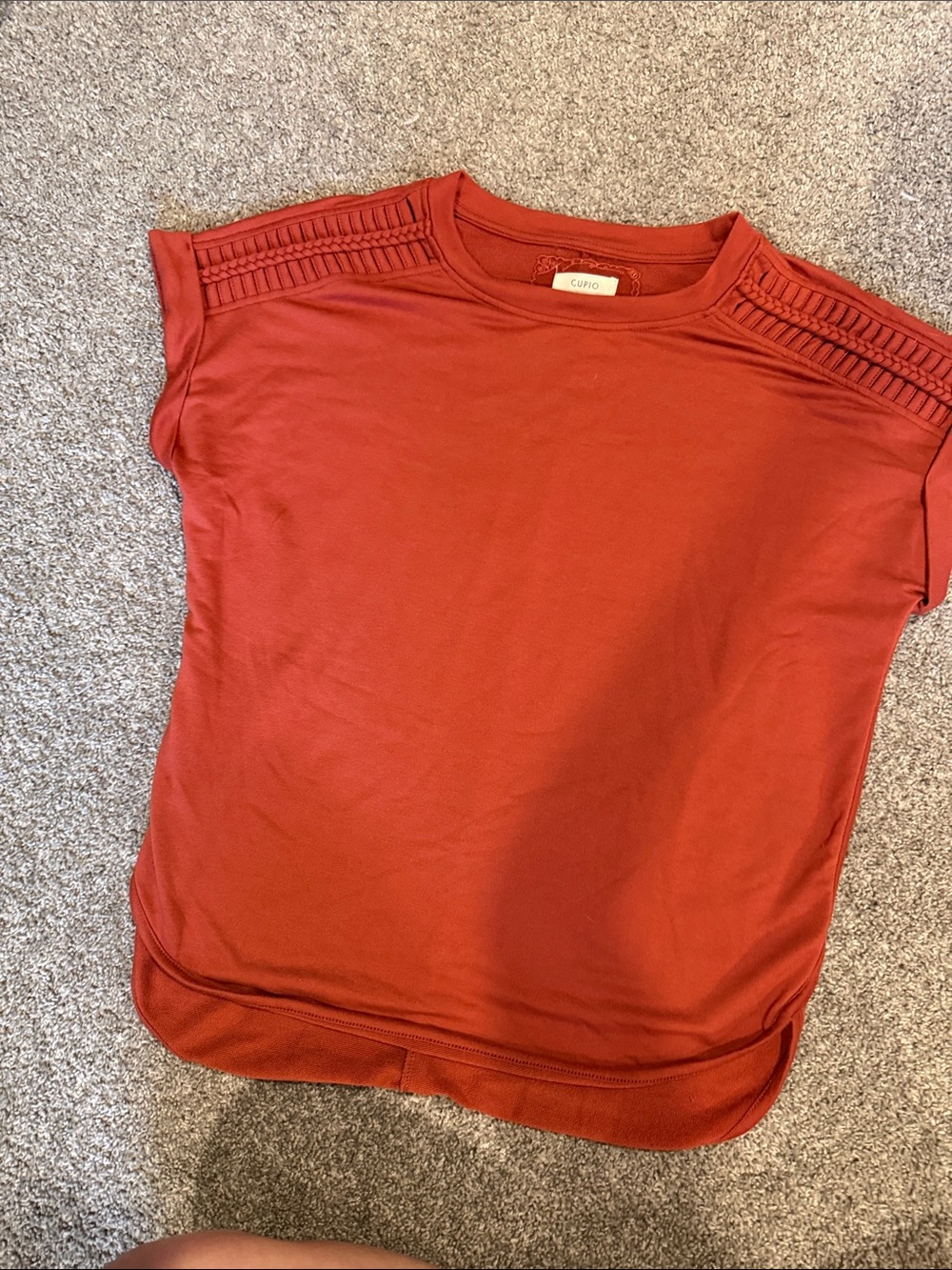 Cupio Women's Rust Orange Cap Sleeve Knit Top